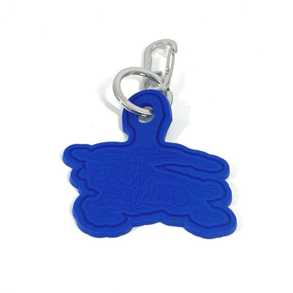BURBERRY Logo with carabiner Bag Charms Accessories Key Holder rubber blue
